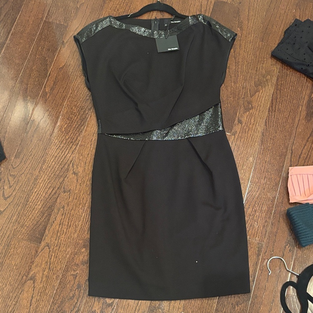The Kooples Black Mini Dress with Metallic Trim